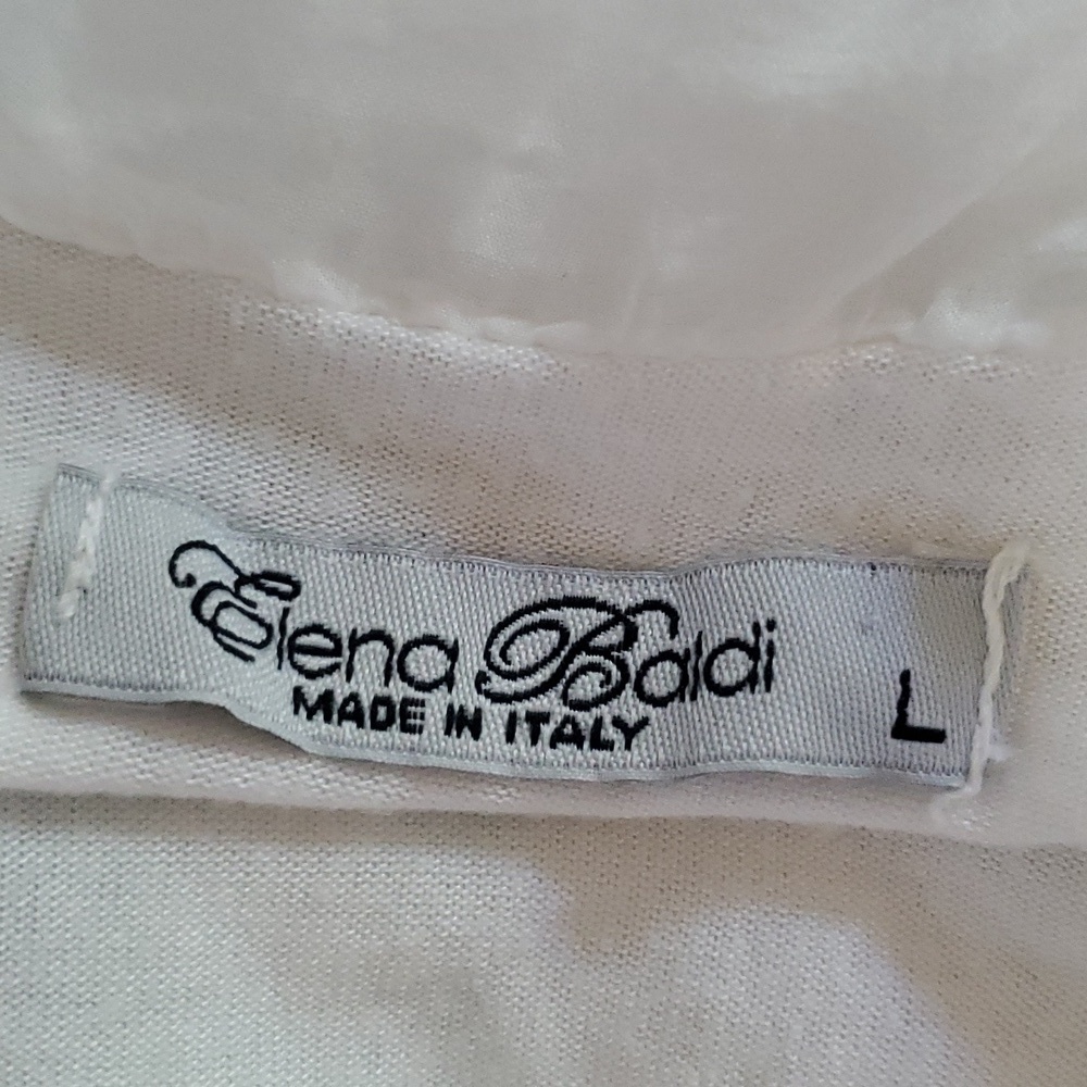 Elena Baldi Ivory Floral Tops 100% Silk Dolman Sleeve blouse size L - Picture 7 of 10